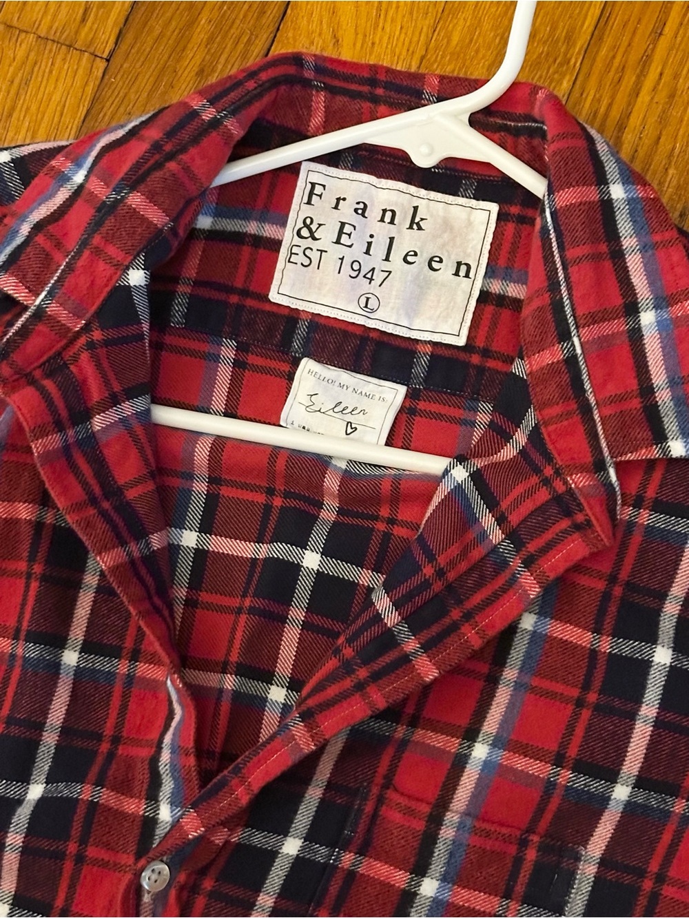 Frank & Eileen Eileen Relaxed Button-Up Plaid Flannel Shirt - Size L EUC
